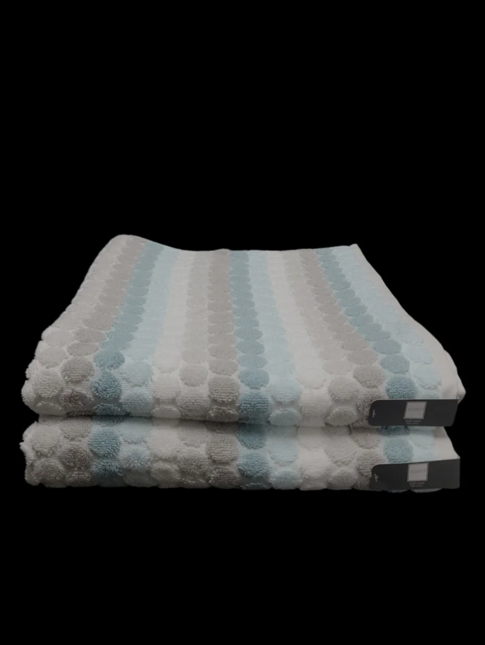 8pc Soho Living Bath Hand Washcloth Striped Dot Aqua Blue Gray Towel Set New